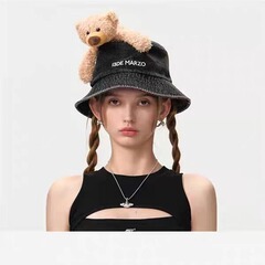 うさぎ13DE MARZO男女同モデル24春夏新作デニム水洗い漁師帽個性屋外日よけ帽