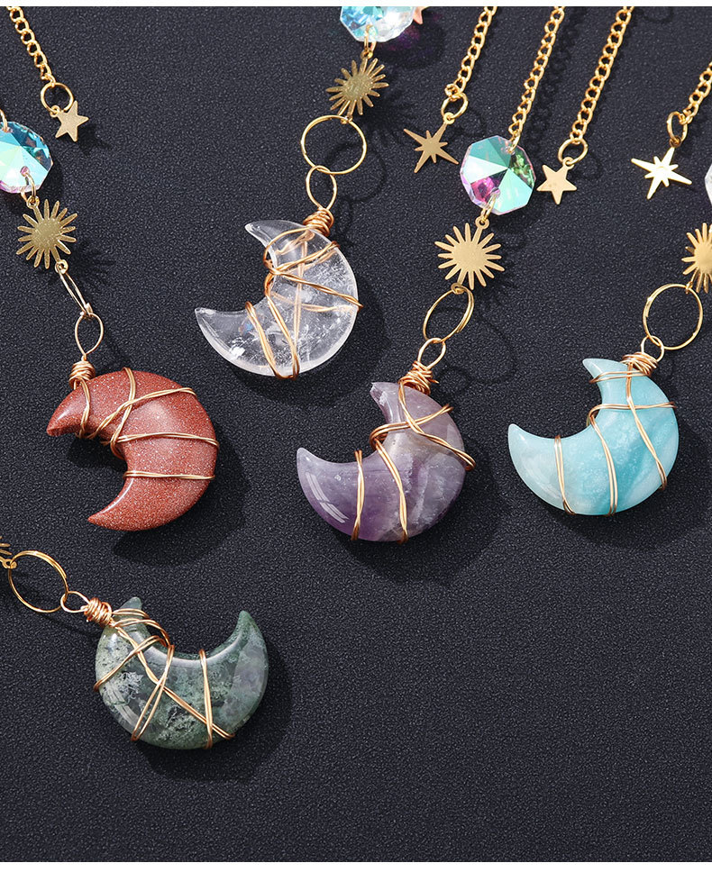 60g Weight pendant Home Textiles & Decor Type Hanging Ornaments Event & Party Supplies 1 Piece Quantity Daily, Party Occasion Crystal Material Moon Pattern Simple Style Style Simple Style Moon Crystal Pendant Artificial Decorations
