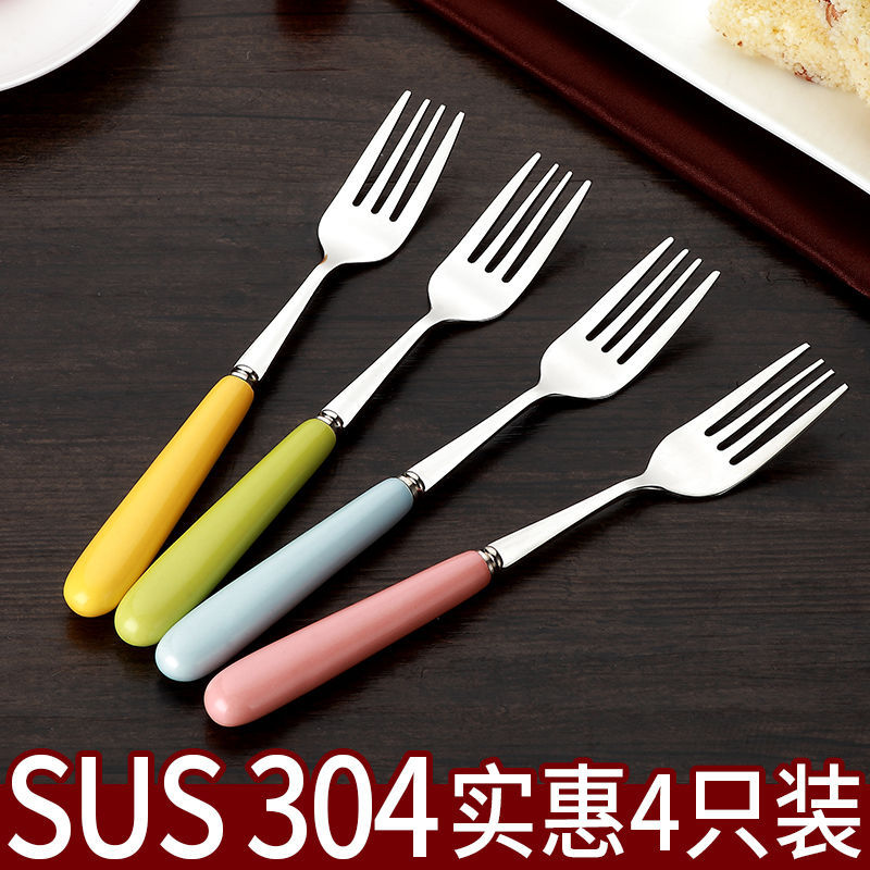 儿童饭叉不锈钢叉子304餐叉西餐叉吃面家用牛排水果长柄加厚