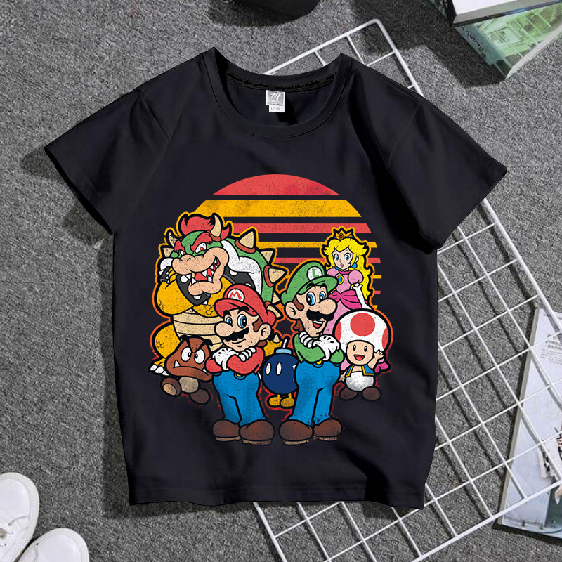 TT1171 Super Mario Mario game Cartoon parent-child suit male and female student mom and dad T-shirt short sleeve TT1171 Super Mario Mario game Cartoon parent-child suit male and female student mom and dad T-shirt short sleeve