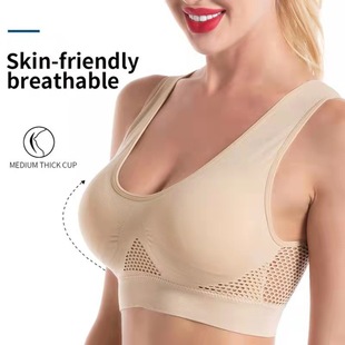 Cross-border 3-piece set of breathable mesh mesh hollow yoga sports bra plus size new beautiful back underwear