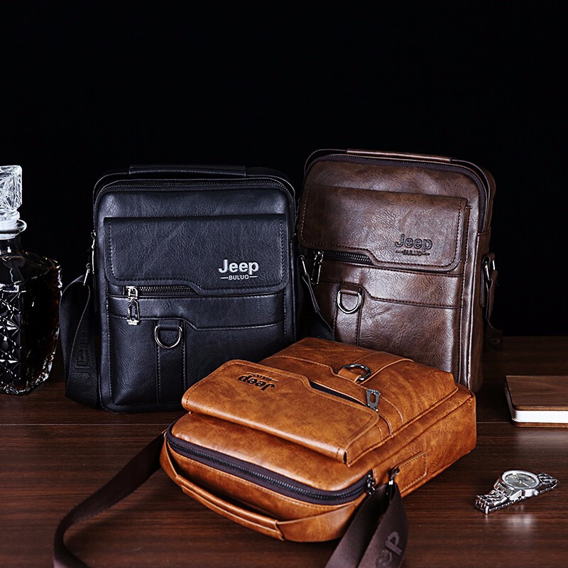 PU Men's JEEP Business Bag Vintage Crossbody Bag Large Capacity Men's Bag Shoulder Bag Casual Portable Briefcase Cross-border