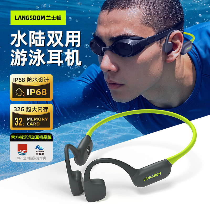 Auriculares de conducción ósea Lanston BE23 para natación Auriculares Bluetooth de deportes no inalámbricos abiertos a prueba de agua