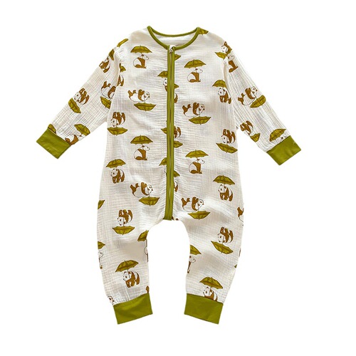 Autumn Baby Sleep sack with long sleeves, double-layer pure cotton gauze sleep sack, baby sleepwear, children's leg opening anti-kick blanket