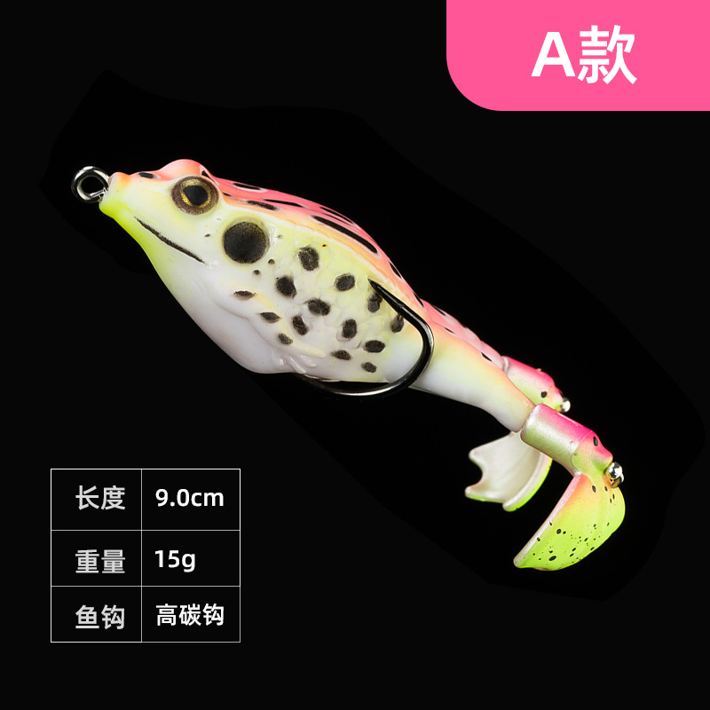 Cruzar la frontera biónica Lei Rana giratoria de agua tractor de superficie de acero de alto carbono doble gancho 9cm13g Luya cebo falso cebo suave