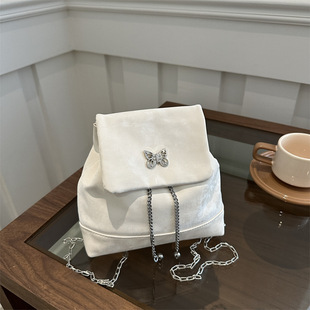 Large Capacity Casual Bag with Drawstring 2024 Summer New All-match Ins Chain Backpack for Women Korean Style Schoolbag