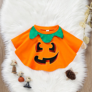 Foreign Trade Children's Halloween Pumpkin Clothes Boys and Girls Cute Pumpkin Style Clothes Dress Up Cartoon Cloak Cape Tide