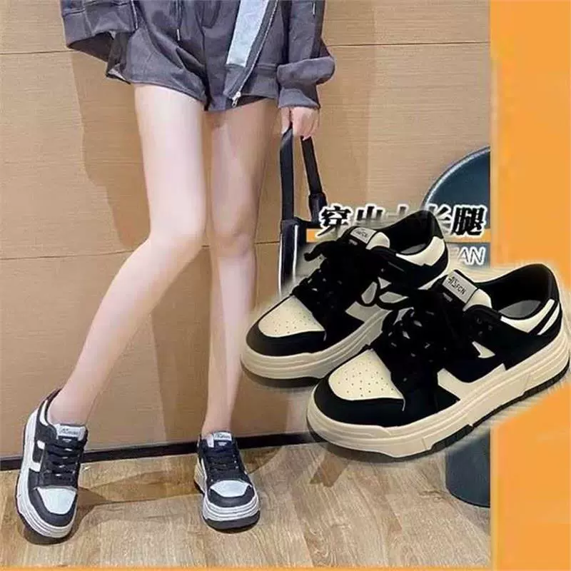 Белые туфли женские кроссовки лето 2023 новые универсальные весенне-осенние черные туфли в гонконгском стиле от Интернет-знаменитостей винтажные увеличивающие рост