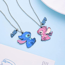欧美跨境星际宝贝卡通史迪仔安琪爱心情侣拼接项链Necklace