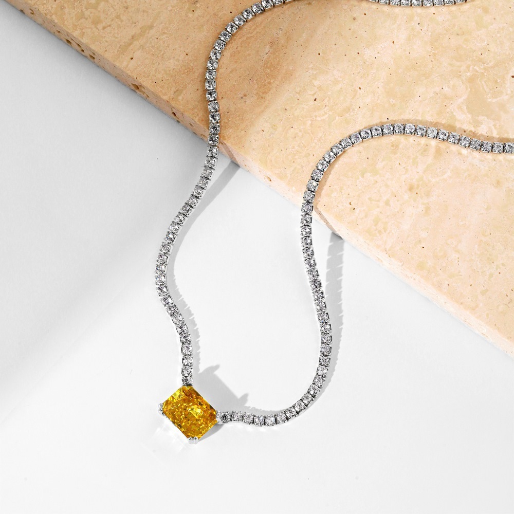 15g Weight Zircon, High Carbon Diamond Inlay Material Necklace Classification 925 sterling silver Chain Material 1 Piece Quantity Holiday, Tea Party Occasion 925 Sterling Silver Material Heart Shape, Rectangle Pattern Women's Gender Inlay Design Simple Style, Shiny Style 925 Sterling Silver Zircon High Carbon Diamond Inlay Heart Shape Rectangle Necklace 51