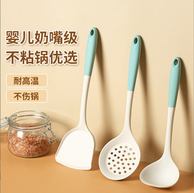 シリコンスパチュラ、家庭用ノンスティック専用調理スパチュラ、食品グレードの高温耐性ライススプーン、スープザル、キッチン用品セット|undefined