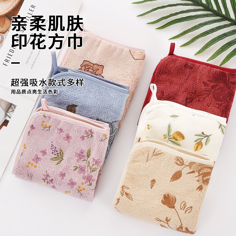 Manufacturer Wholesale Microfiber 30*30 Soft Absorbent Face Wash Bath Small Square Towel Printed Embroidered Kidsren's Towel