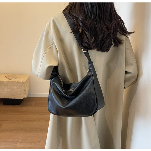 Women's 2024 Trendy Soft PU Wide Shoulder Strap Crossbody Bag with Ins Advanced Texture Single Shoulder Tote Bag