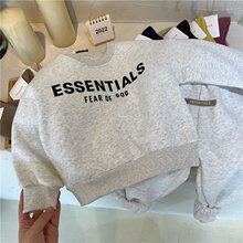 男童女童加绒套装2025秋冬新款字母印花圆领卫衣卫裤宝宝两件套潮