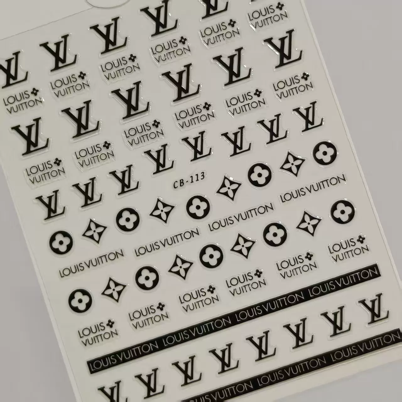 网红小香风美甲贴纸平面背胶欧美轻奢潮牌logo美甲贴纸饰品 CB款