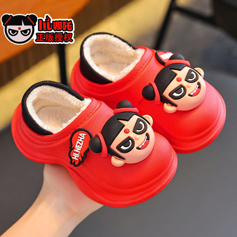 Nezha zapatillas de algodón de invierno para niños, niñas y niños, calentamiento de algodón impermeable, bolsas de niños, zapatos de talón de algodón