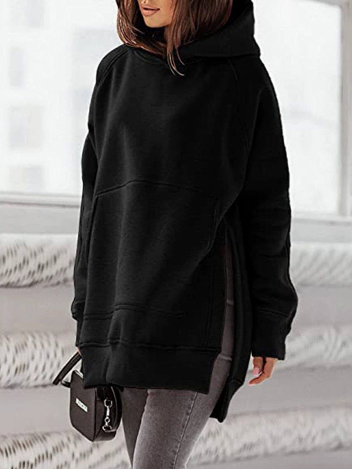 Solid Color Loose Hoodie Long Sleeve Solid Color Loose cross border
