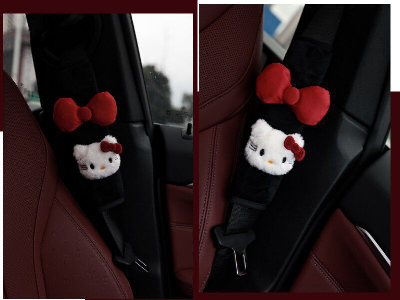 Creative Car Accessories, Cute Cat Bowknot Car Seatbelt Shoulder Pads, Anti-Strangling and Anti-Wear Decorative Car Gadgets, New Car Gift