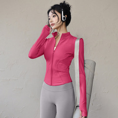 春夏タイトなスポーツウェア長袖女性屋外ヨガ服ランニング速乾服ネット赤トレーニングスポーツコート上着