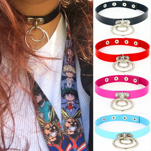 Factory direct selling new European and American rock punk night shop hip -clock dance double -ring leather neck collapse neck claviets bracelet