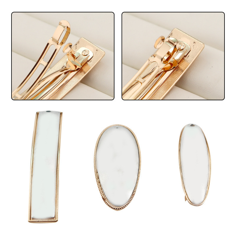 手作り宋錦ヘアピン DIY スプリングクリップアクセサリー蓋溝革パッチ長方形宋錦クリップ卸売|undefined
