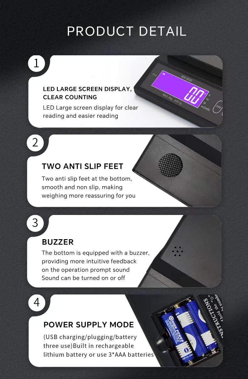 2023 nueva báscula de cocina báscula electrónica báscula de horneado 5kg / 0.1g B30 báscula electrónica de cocina