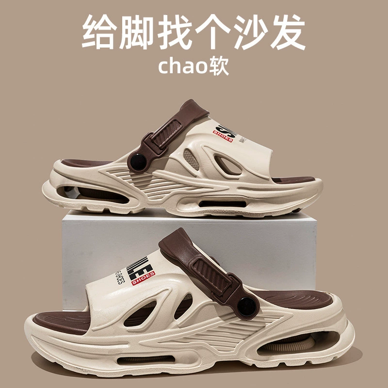 Мужские сандалии лето 2025, новые, дышащие, повседневные, для пляжа, с толстой подошвой, универсальные, мягкая подошва