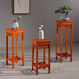 Solid Wood Flower Rack Imitation Redwood Chinese-style Household Living Room Antique Flower Table Indoor Storage Rack Elm Bonsai Shelf Sensheng