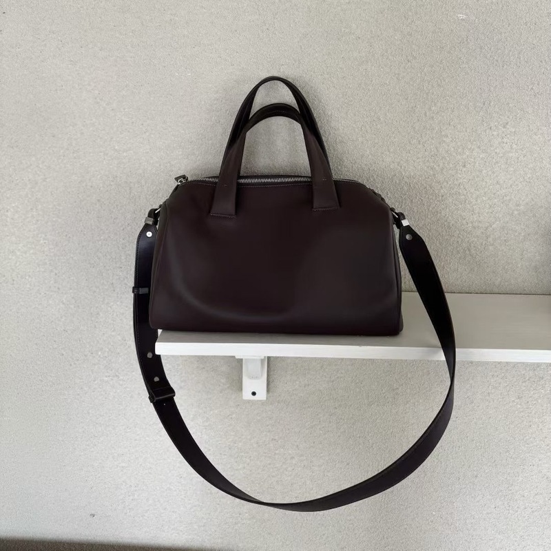 中古包真皮~新款韩版小众头层牛皮斜挎包通勤大容量波士顿手提包|undefined