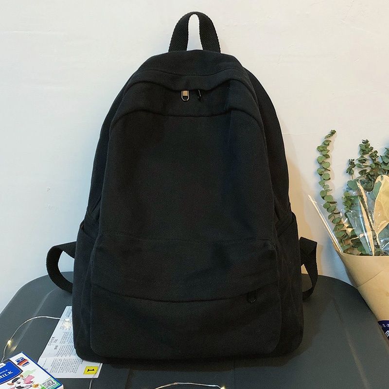 双肩包女学生校园古风百搭书包初高中生简约纯色大容量背包高颜值|undefined