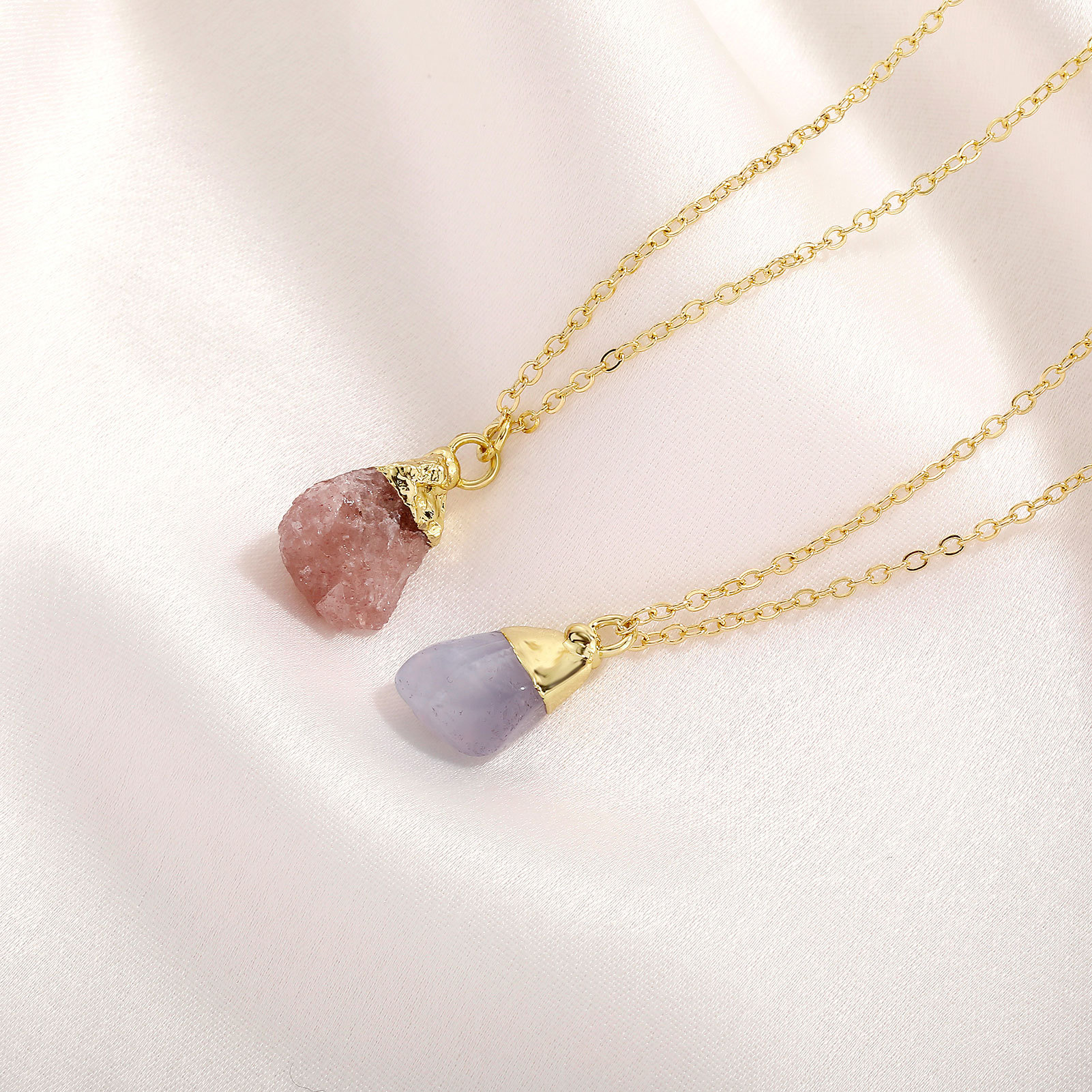 7g Weight Natural Stone Pendant Material Pendant Necklace Classification Copper Chain Material cable chain Chain Type 1 Piece Quantity Daily Occasion natural stone, Copper Material Geometric Pattern All Seasons Season Unisex Gender Simple Style Style Simple Style Geometric Natural Stone Copper Cable Chain Pendant Necklace In Bulk 2