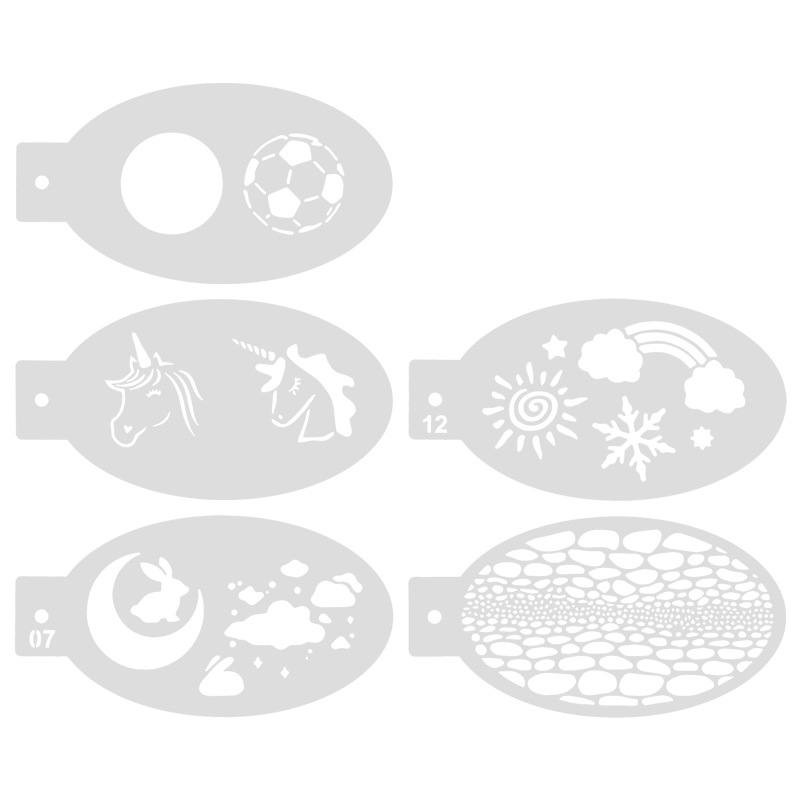 5 white oval templates