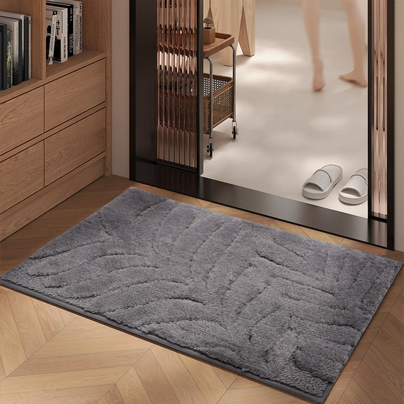 Cross-Border Leaf High and Low Wool Home Flocking Bathroom Floor Mat Strong Absorbent Blanket Anti-Slip Mat Toilet Entry Quick-Drying Foot Mat