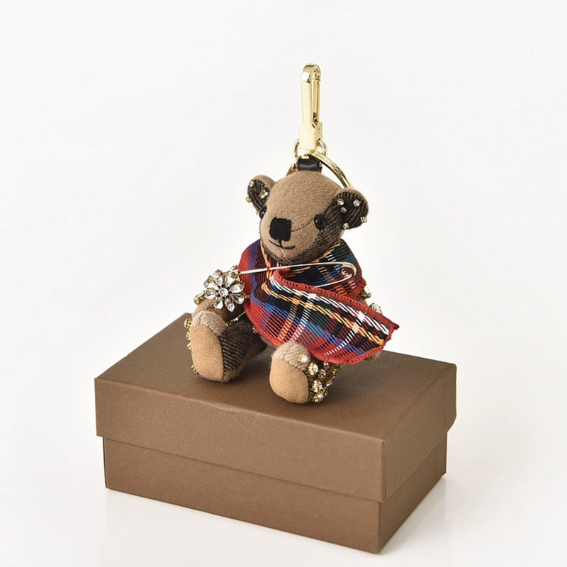 B Bear Doll Plaid Pendant Cute Doll Sweater Teddy Bear Jewelry Bag Pendant Couple Keychain Trendy