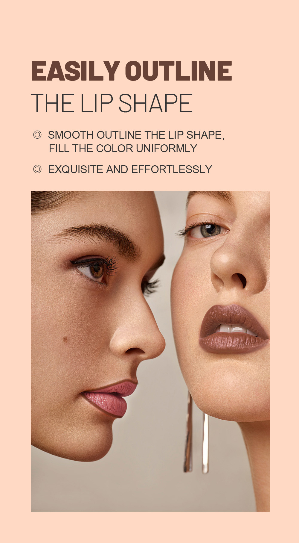 Sett med 6 matte sjokolade-leppestifter med lipliner_voghion.com