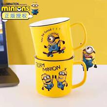 小黄人卡通情侣儿童杯子女夏家用喝水杯颜值超高马克杯可爱陶瓷杯