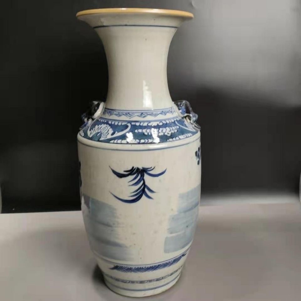 Daqing Guangxu Qinghua pintado a mano WuLao Guan personajes cuentos pintados botellas de ornamentación china antigüedades colección de porcelana antigua