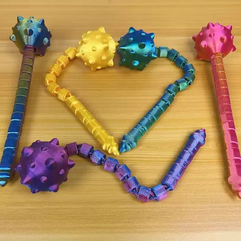 3d打印天马流星锤可伸缩旋转玩具摆摊手办摆件变形小锤子解压神器|undefined