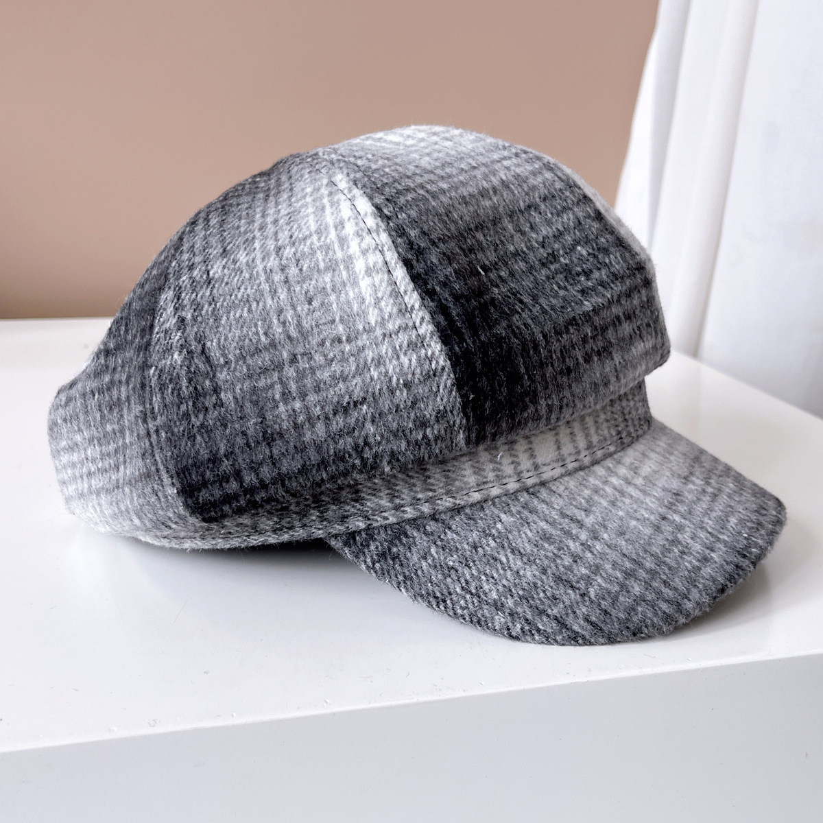 Women's Simple Style British Style Plaid Wide Eaves Beret Hat display picture 8