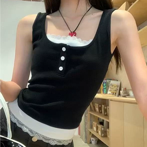 Горячая девушка хлопковая летняя корейская версия с нагрудным ковриком