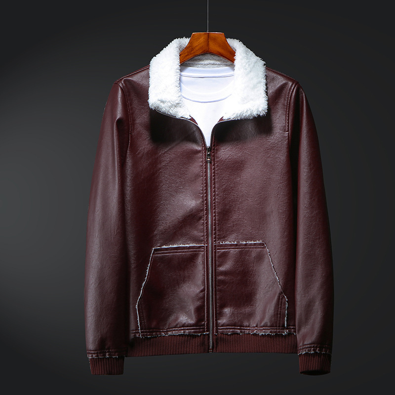 Comercio exterior otoño y invierno nuevo chaqueta de cuero hombre piel en una chaqueta de cuero hombre joven chaqueta de piel gruesa