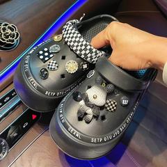 Peninsula Megumi Sweet and Cool Style Adaptable Hole Shoes DIY Accessory 3D Black Bear Decoration Removable Shoe Buckle