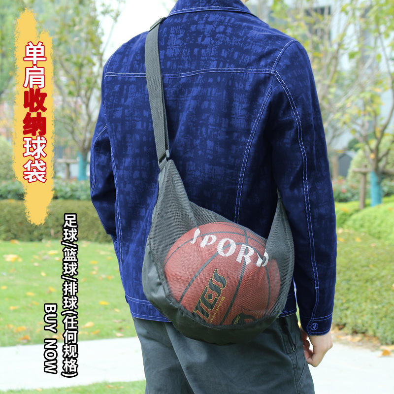 Basketball Bag Single Shoulder Diagonal Volleyball Football Sports Storage Bag Large Capacity Portable Mesh Bag Universal for Men and Women