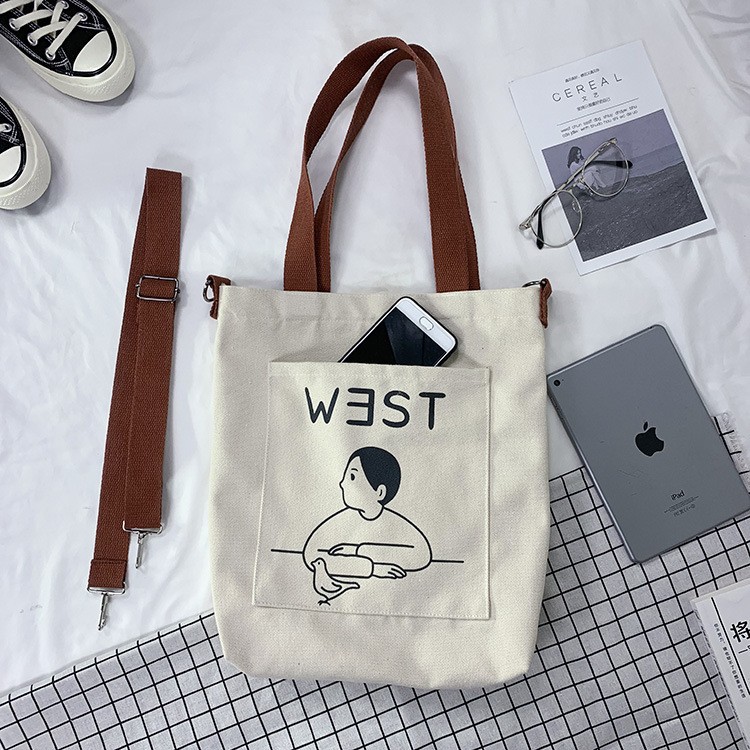 2022 nueva bolsa de Mensajero de la lona de las mujeres japonés ins chica suave lindo estudiante de gran capacidad de tela bolsa de libros distribuible