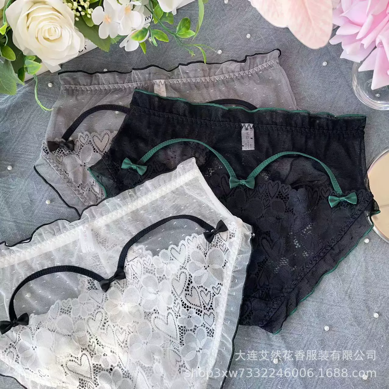 Оптовая продажа японских оригинальных толстых больших размеров MM сексуальная полые галстукотворные кружева сетчатая пряжа персиковое сердце сексуальные женские трусики