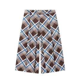 ZR女装  欧美风秋季复古风宽松高腰格子长款休闲阔腿短裤8288264