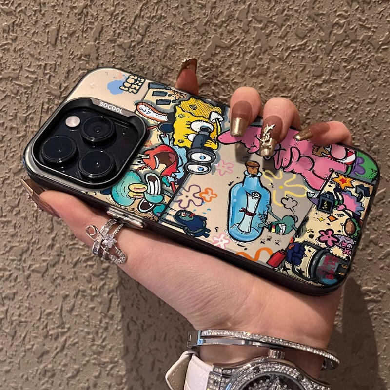 Spongebob Apple 17Promax Mobile Phone Case Ins Couple Painted Iphone16Pro Funny Graffiti 15Pm Spongebob Apple 17Promax Mobile Phone Case Ins Couple Painted Iphone16Pro Funny Graffiti 15Pm