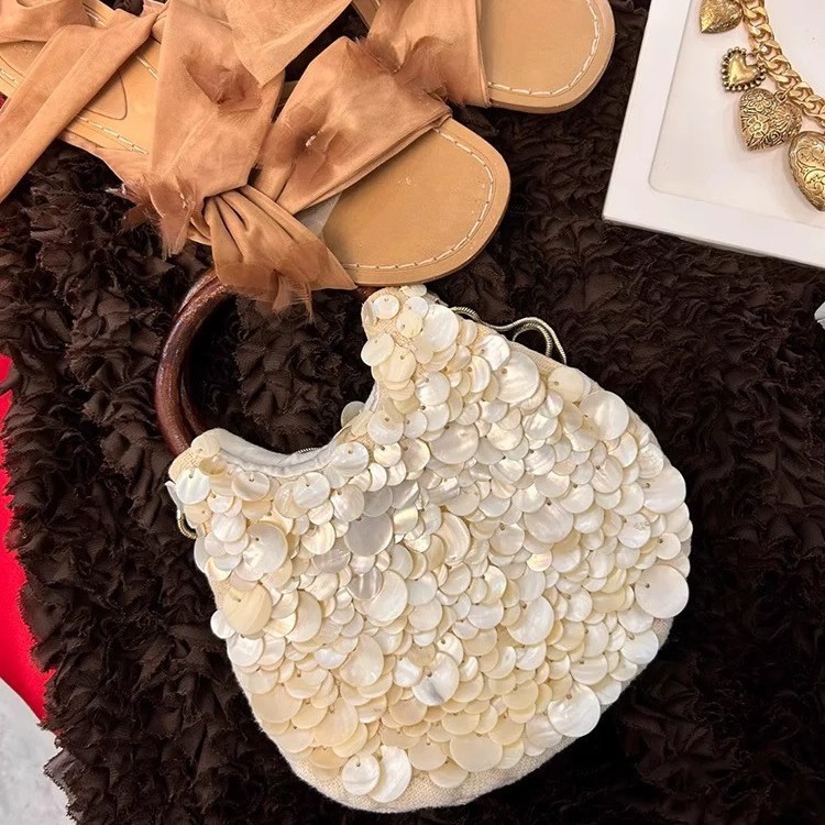 跨境外贸出口高级感纯手工贝壳包仙女手提女包包小众包潮 - Thumbnail 2