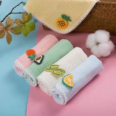 4 Layers Gauze Pleated Cloth Baby Towel Set Plain Sticker Baby Multi-Use Bibs Drool Towels Triangle Scarf 