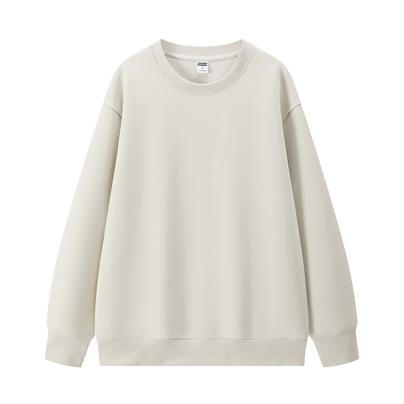 350 gramos pesados cómodos hombros de equipo de cuello redondo ropa de trabajo personalizada de manga larga suéter de color sólido logotipo impresa